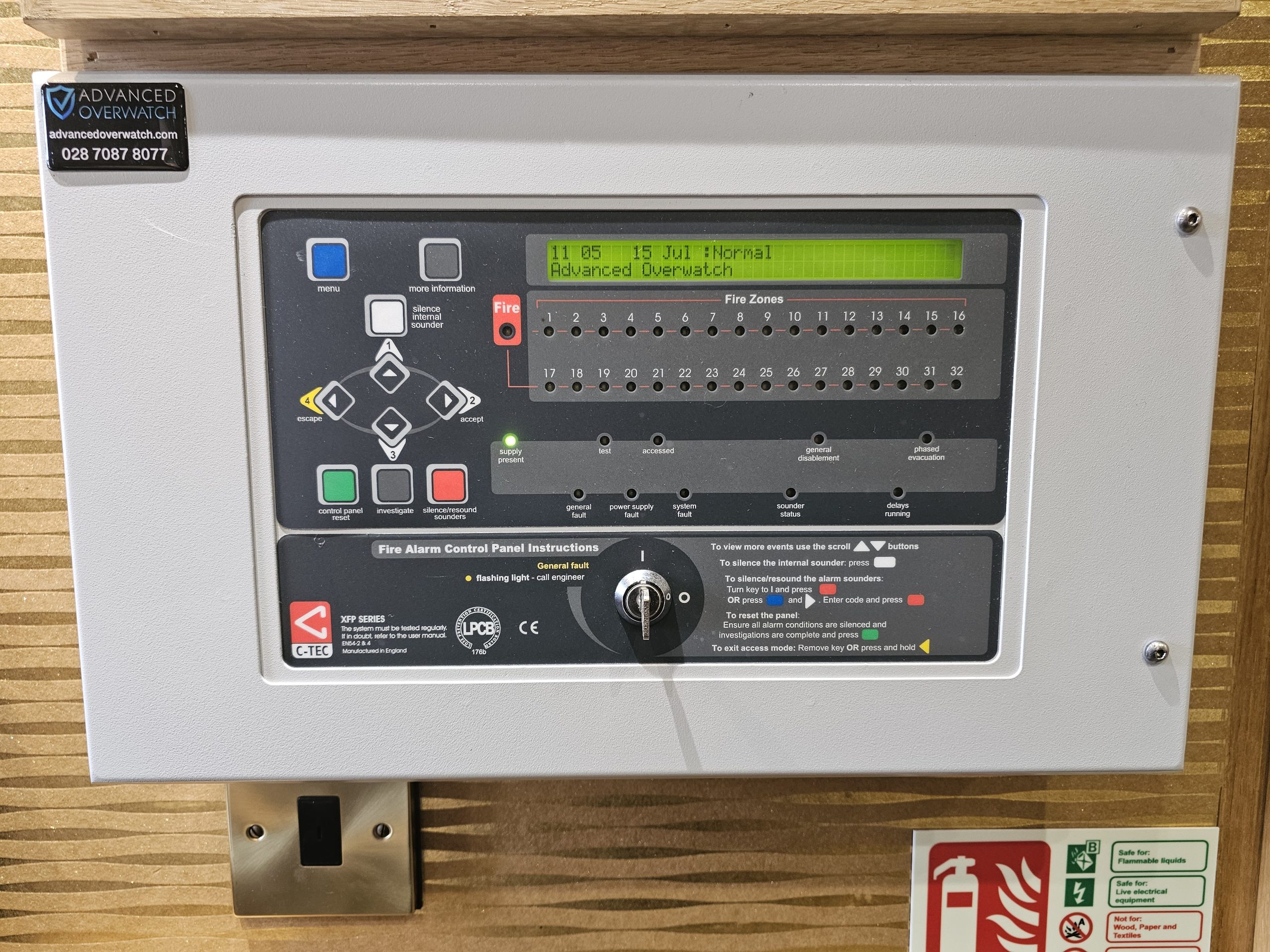 C-TEC fire alarm control panel with Advanced Overwatch identification