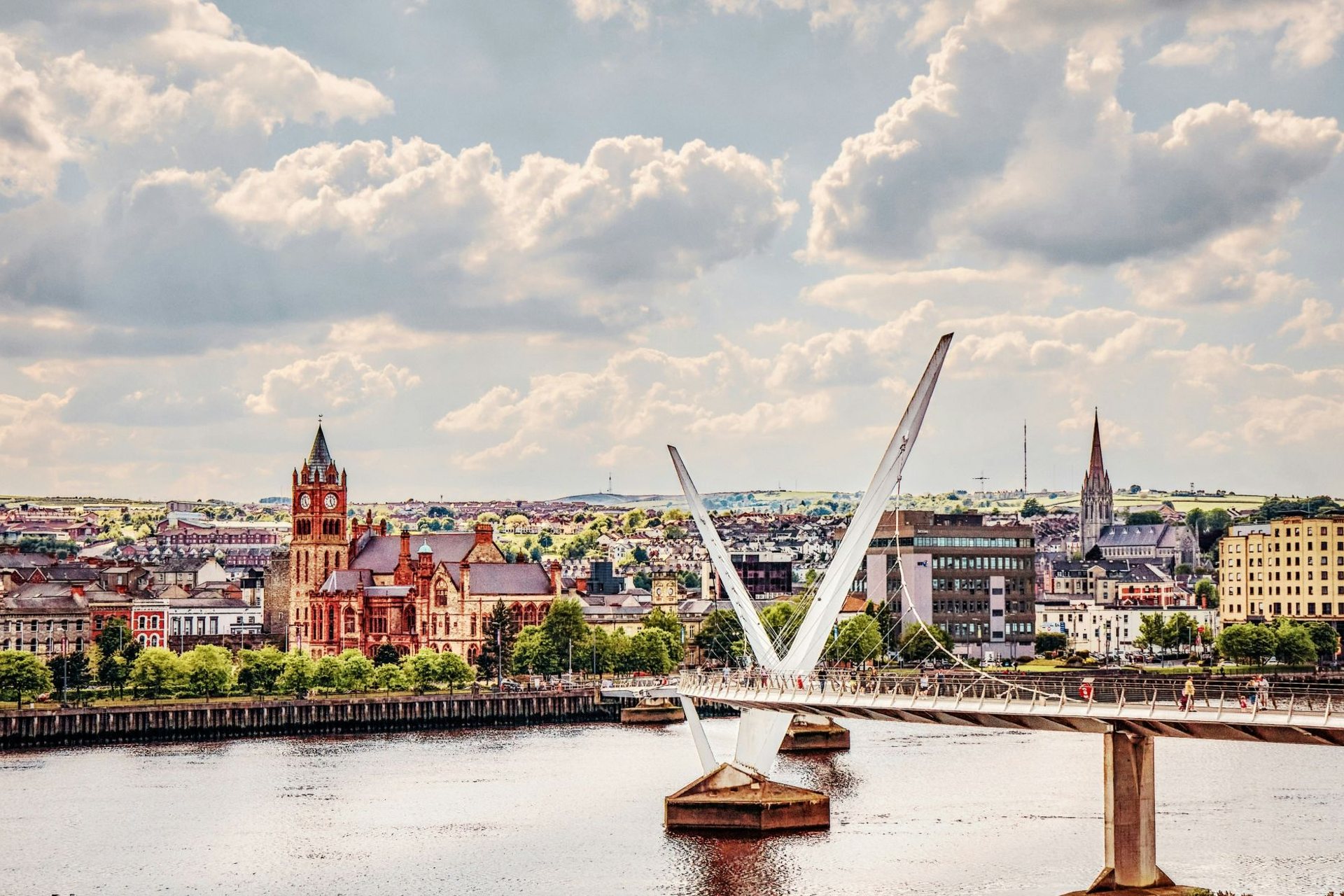 The Peace Bridge and the Guildhall, Derry