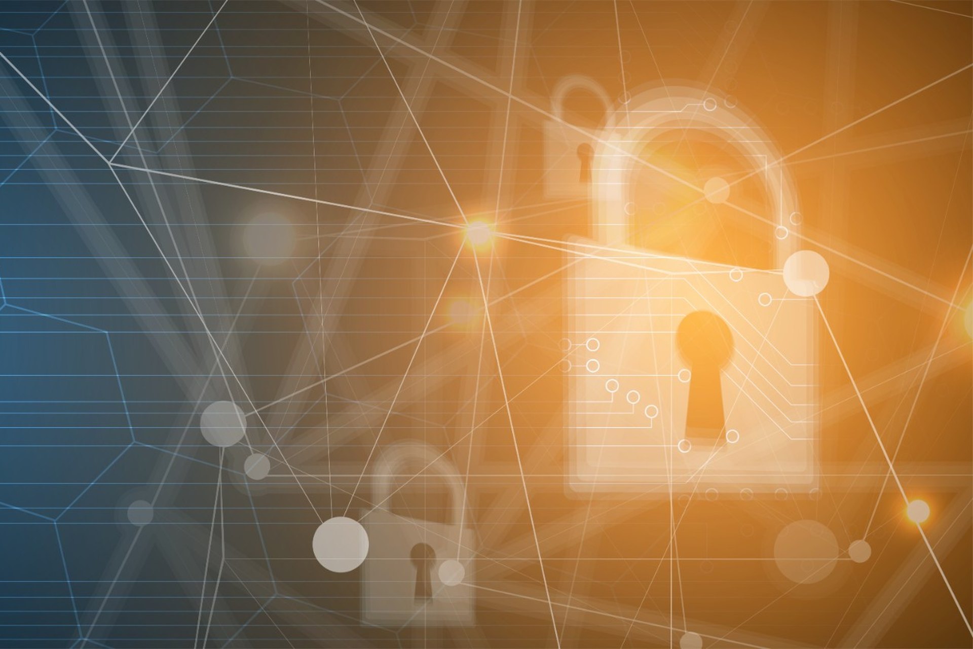 Padlock and network connections representing CCTV data protection