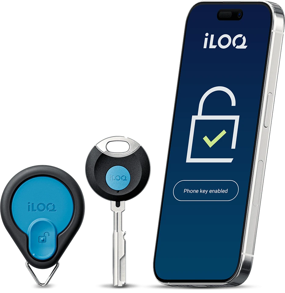 iLOQ digital key, key fob and phone